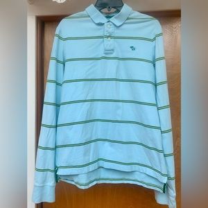Abercrombie & Fitch Men's Muscle Style Polo Shirt Long Sleeve baby blue